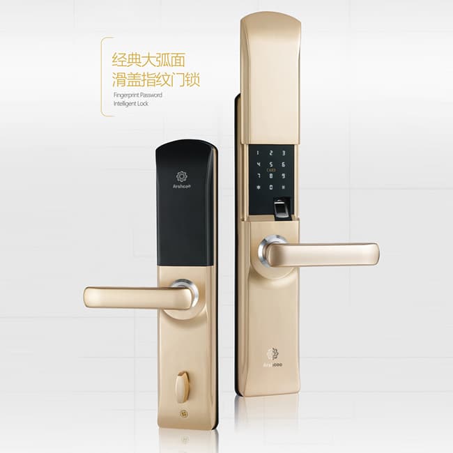 雅仕格智能锁_雅仕格智能锁  P65经典大弧面滑盖指纹门锁